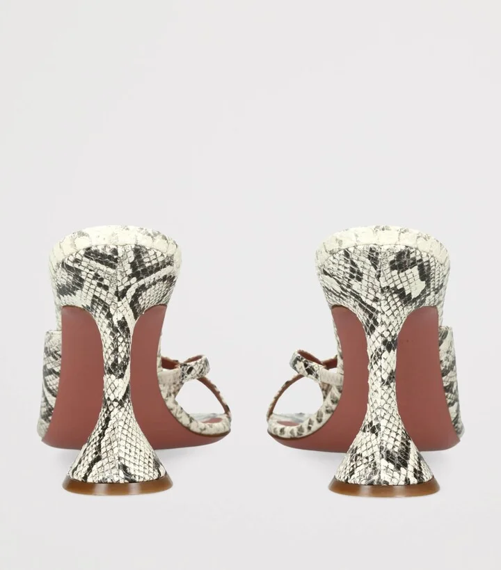 Amina Muaddi Leather Shiona Heeled Mules 95 - Image 2