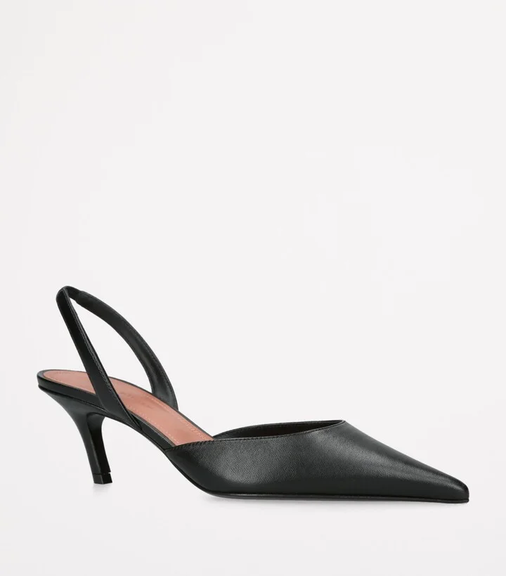 Amina Muaddi Leather Sofia Slingback Heels 60 - Image 3