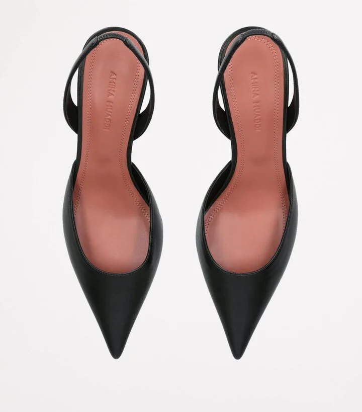 Amina Muaddi Leather Sofia Slingback Heels 60 - Image 4
