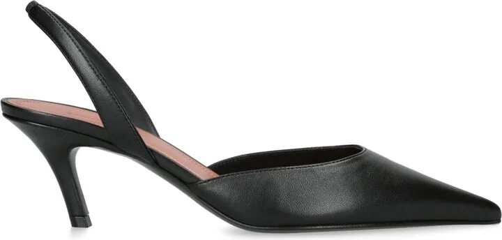 Amina Muaddi Leather Sofia Slingback Heels 60