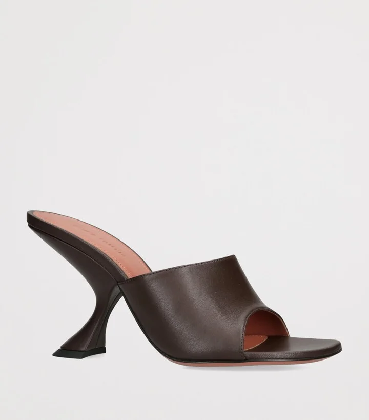 Amina Muaddi Leather Taylor Heeled Mules 90 - Image 3