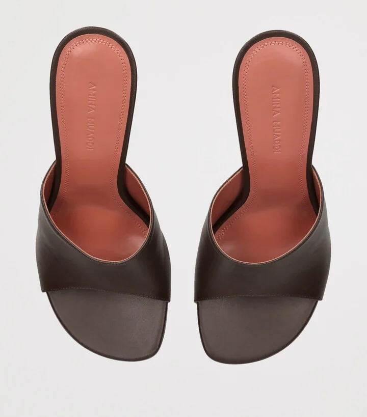 Amina Muaddi Leather Taylor Heeled Mules 90 - Image 4