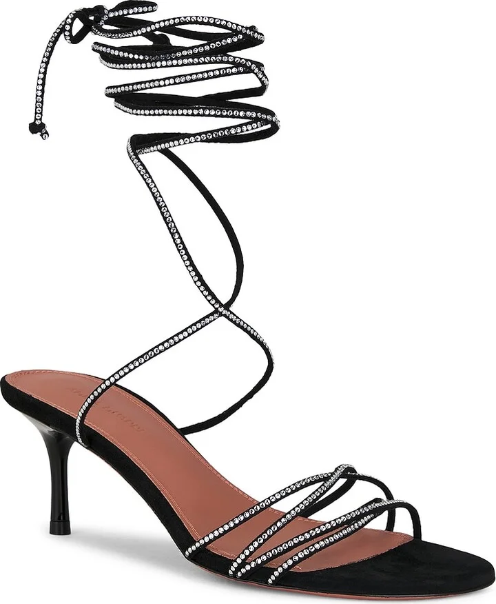 AMINA MUADDI Lori 60 Lace Up Sandal in Black - Image 2