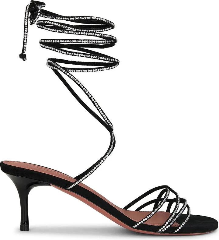 AMINA MUADDI Lori 60 Lace Up Sandal in Black