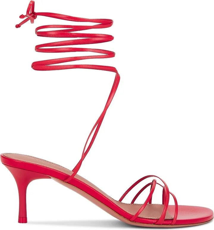 AMINA MUADDI Lori Lace Up 60 Nappa Sandal in Red