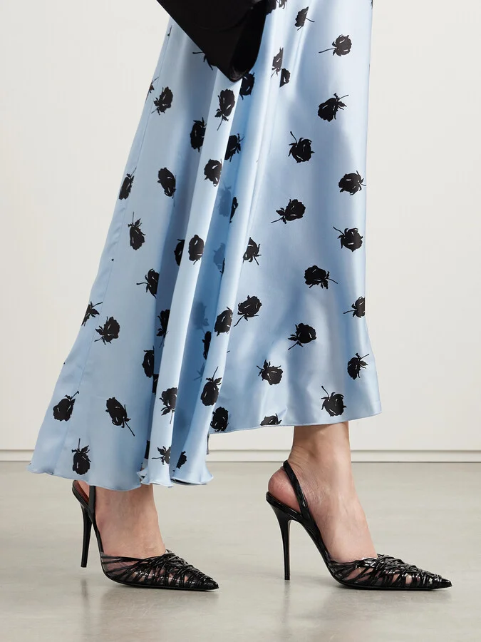 Amina Muaddi - Lori Sling Patent-leather And Pvc Slingback Pumps - Black - Image 2