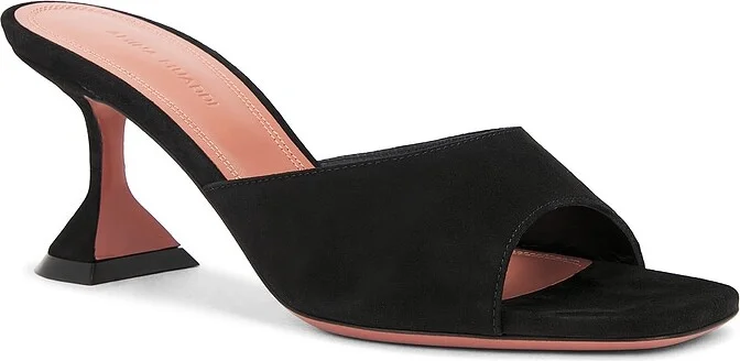 AMINA MUADDI Lupita 70 Suede Slipper Mule in Black - Image 2