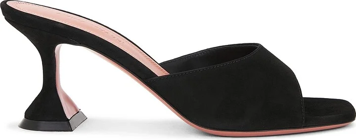 AMINA MUADDI Lupita 70 Suede Slipper Mule in Black