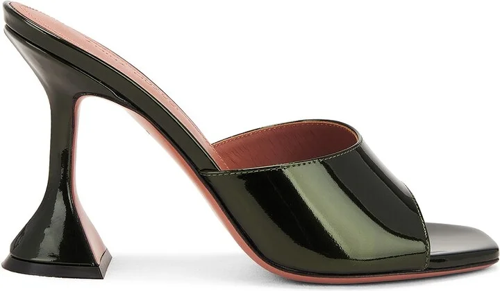 AMINA MUADDI Lupita 95 Mirror Slipper in Green