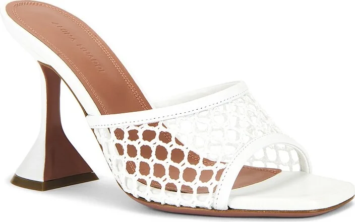 AMINA MUADDI Lupita 95 Raffia Slipper Mule In White in White - Image 2