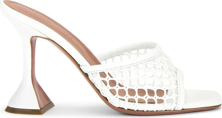 AMINA MUADDI Lupita 95 Raffia Slipper Mule In White in White