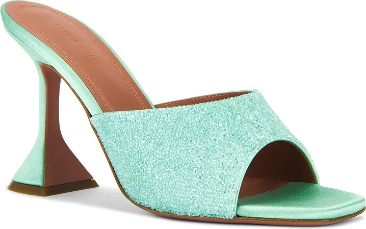 AMINA MUADDI Lupita Crystal Dust 95 Slipper in Mint - Image 2