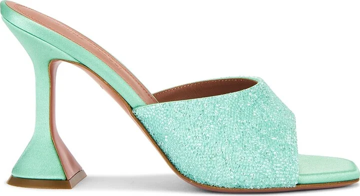 AMINA MUADDI Lupita Crystal Dust 95 Slipper in Mint