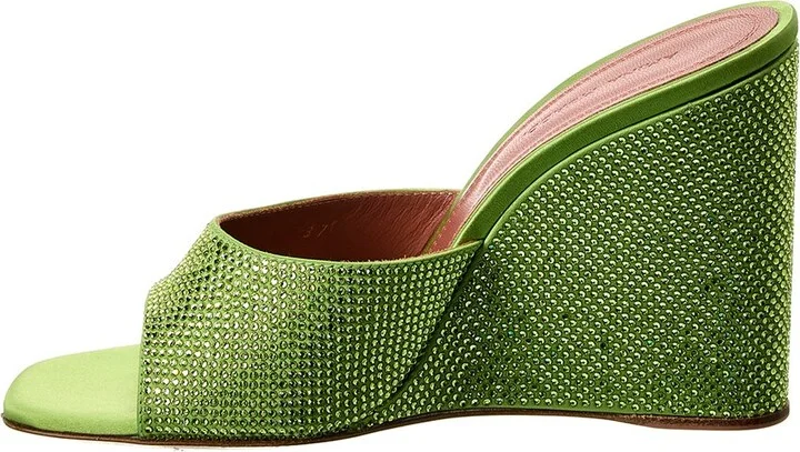 Amina Muaddi Lupita Crystal Satin Wedge Sandal - Image 2