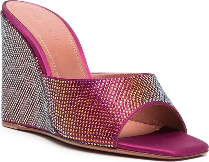 Amina Muaddi Lupita Crystal Wedge Sandals - Image 2