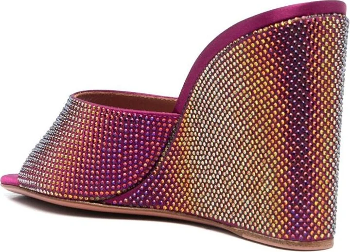 Amina Muaddi Lupita Crystal Wedge Sandals - Image 3