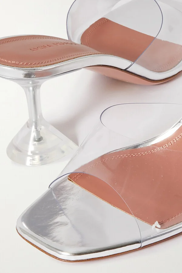 Amina Muaddi - Lupita Glass Pvc Mules - Neutrals - Image 4