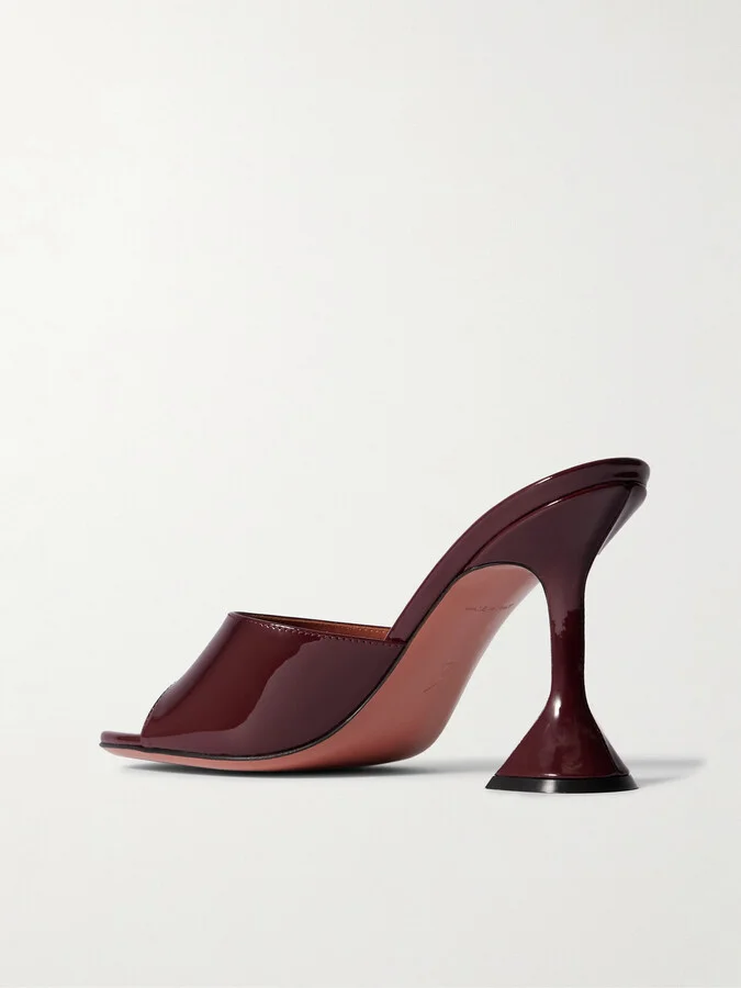 Amina Muaddi - Lupita Patent-leather Mules - Burgundy - Image 3