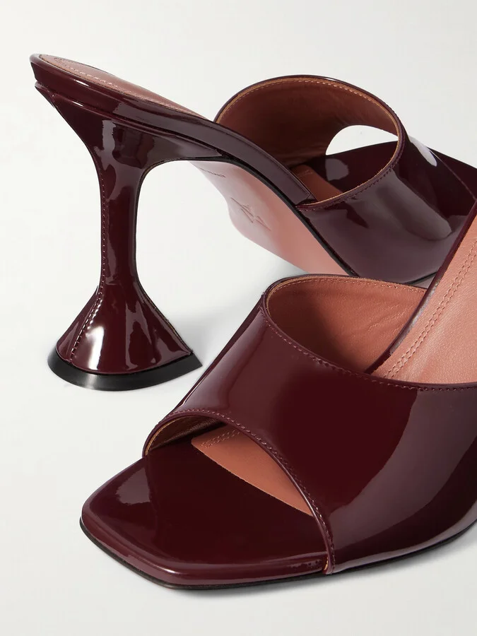 Amina Muaddi - Lupita Patent-leather Mules - Burgundy - Image 4