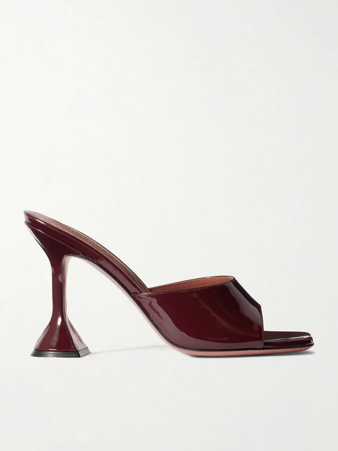 Amina Muaddi - Lupita Patent-leather Mules - Burgundy