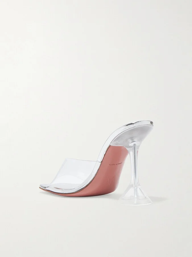 Amina Muaddi - Lupita Pvc And Leather Mules - Neutrals - Image 3