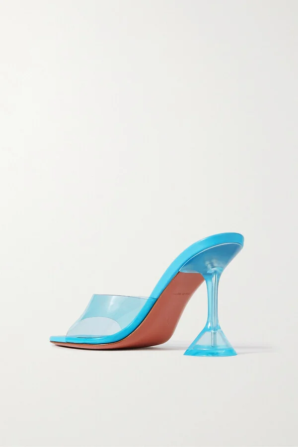 Amina Muaddi - Lupita Pvc And Patent-leather Mules - Blue - Image 3