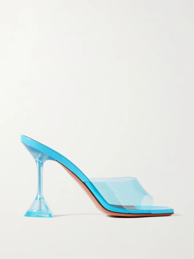 Amina Muaddi - Lupita Pvc And Patent-leather Mules - Blue