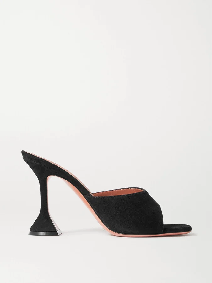 Amina Muaddi - Lupita Suede Mules - Black
