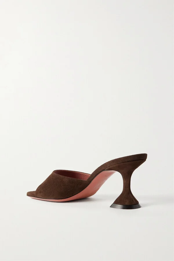 Amina Muaddi - Lupita Suede Mules - Brown - Image 3