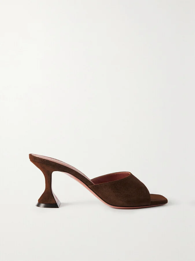 Amina Muaddi - Lupita Suede Mules - Brown