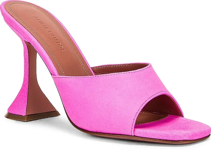 AMINA MUADDI Lupita Suede Slipper Mule in Pink - Image 2