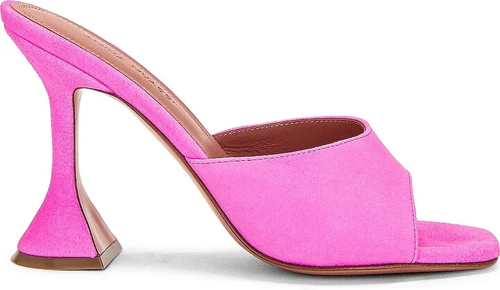 AMINA MUADDI Lupita Suede Slipper Mule in Pink