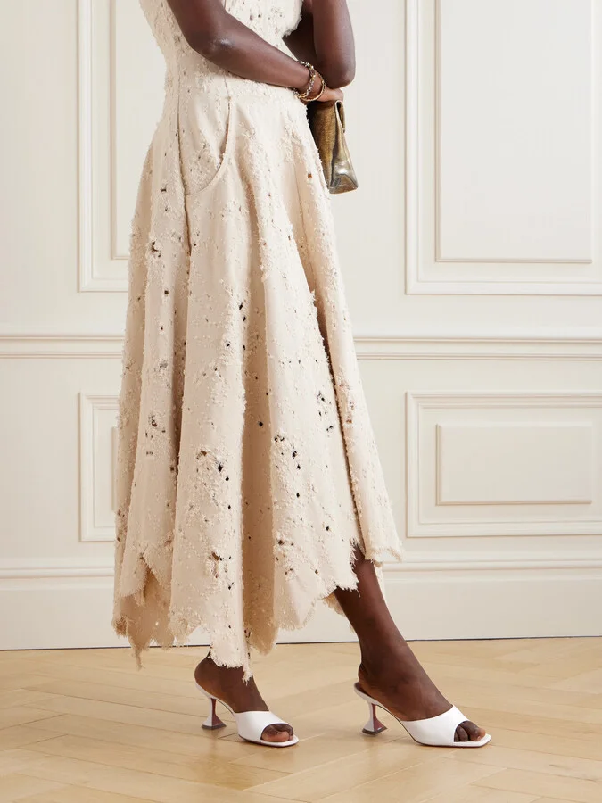 Amina Muaddi - Lupita Textured-leather Pumps - White - Image 2