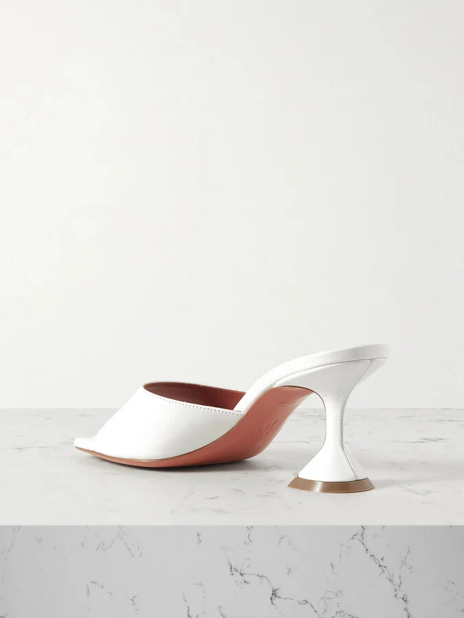 Amina Muaddi - Lupita Textured-leather Pumps - White - Image 3