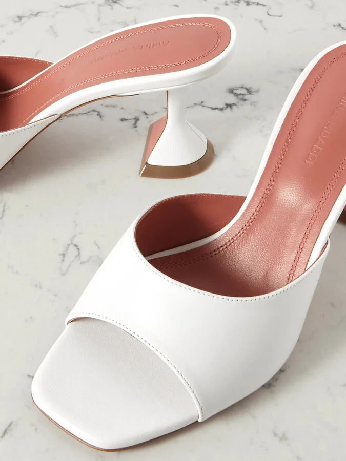 Amina Muaddi - Lupita Textured-leather Pumps - White - Image 4