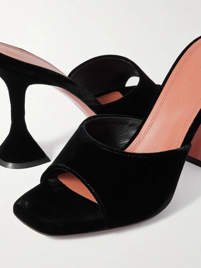 Amina Muaddi - Lupita Velvet Mules - Black - Image 4