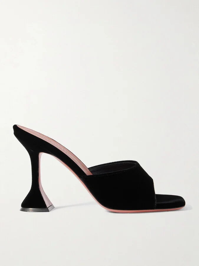 Amina Muaddi - Lupita Velvet Mules - Black