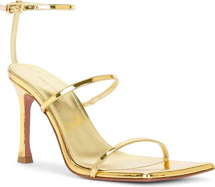 AMINA MUADDI Maya 95 Mirror Sandal in Metallic Gold - Image 2
