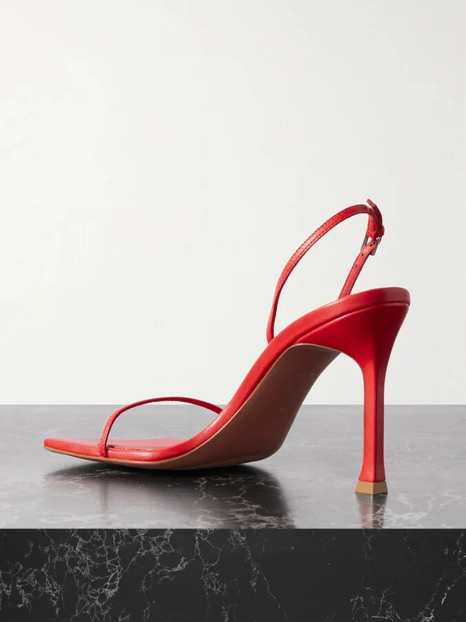 Amina Muaddi - Maya Leather Sandals - Red - Image 3