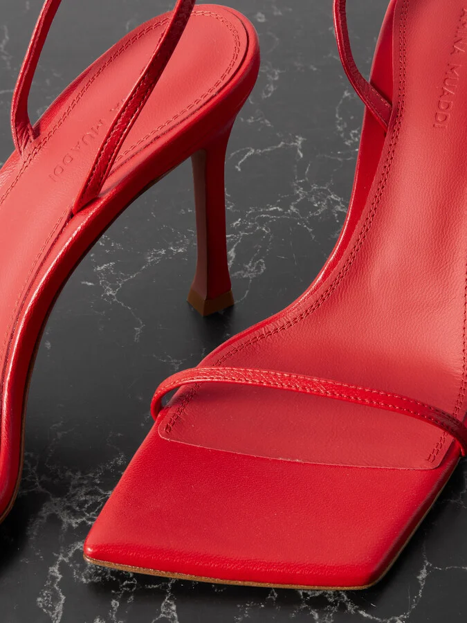 Amina Muaddi - Maya Leather Sandals - Red - Image 4