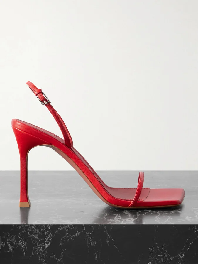 Amina Muaddi - Maya Leather Sandals - Red