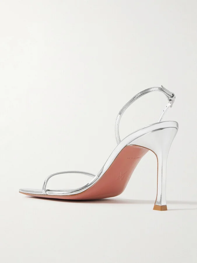 Amina Muaddi - Maya Mirrored-leather Sandals - Silver - Image 3