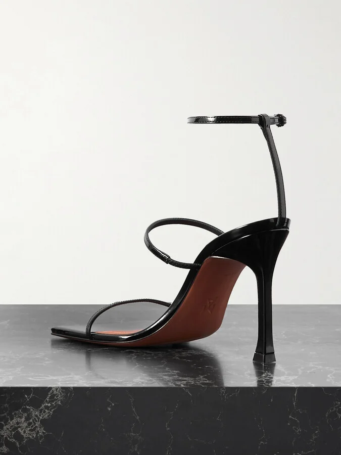 Amina Muaddi - Maya Patent-leather Sandals - Black - Image 3