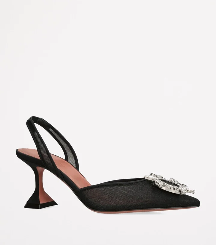 Amina Muaddi Mesh Begum Slingback Pumps 70 - Image 3