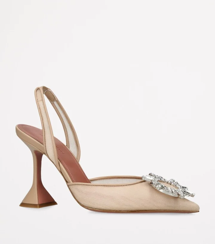 Amina Muaddi Mesh Begum Slingback Pumps 95 - Image 3