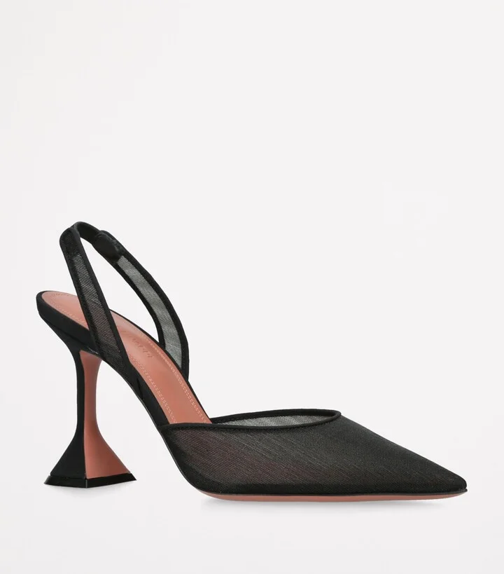Amina Muaddi Mesh Holli Slingback Pumps 95 - Image 3