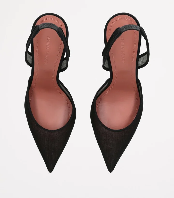Amina Muaddi Mesh Holli Slingback Pumps 95 - Image 4