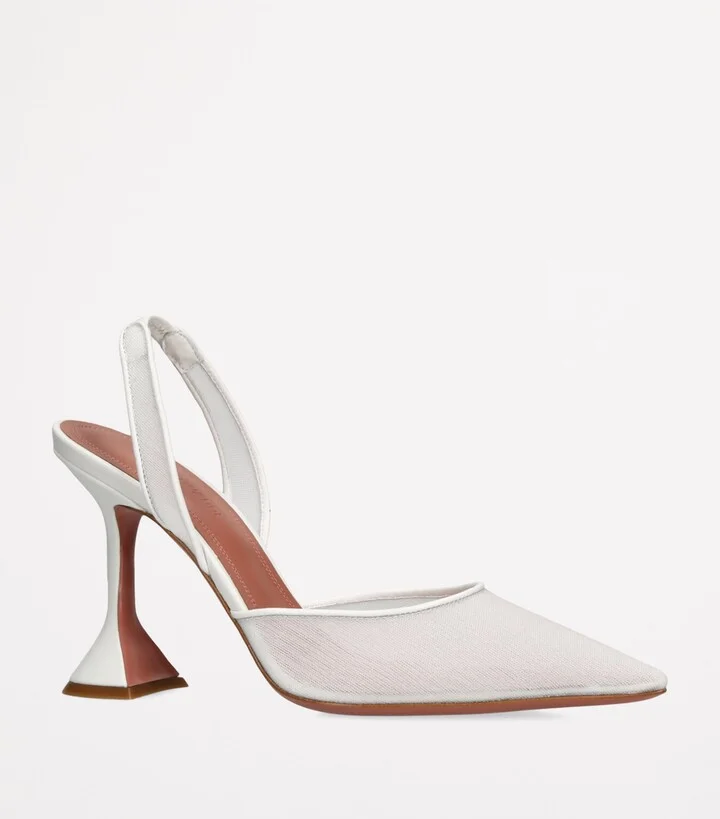 Amina Muaddi Mesh Holli Slingback Pumps 95 - Image 3