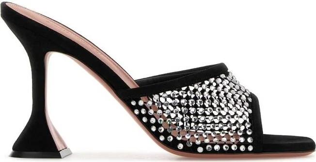 Amina Muaddi Mesh Lupita Embellished Mules