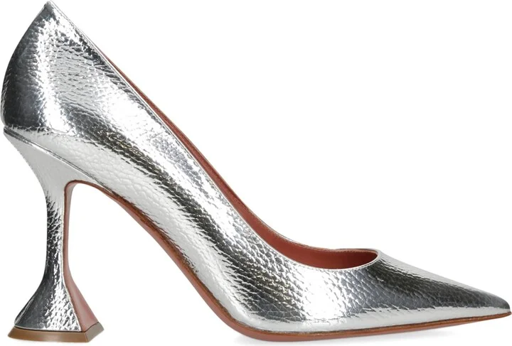 Amina Muaddi Metallic Leather Ami Pumps 95